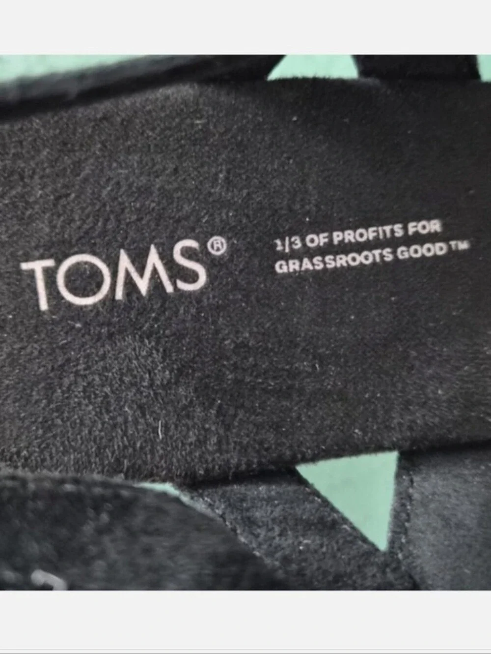 TOMS Black Suede Espadrille Platform Wedge Sandals Women's 8